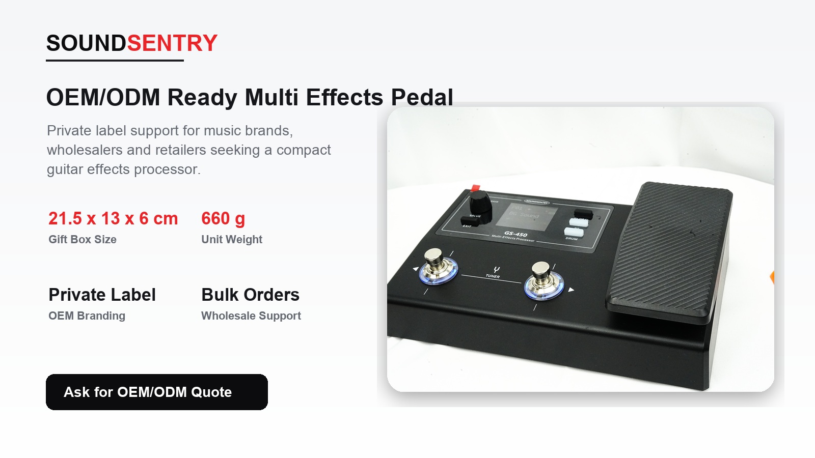 SoundSentry GS-450 multi-effects pedal for OEM/ODM and private-label projects