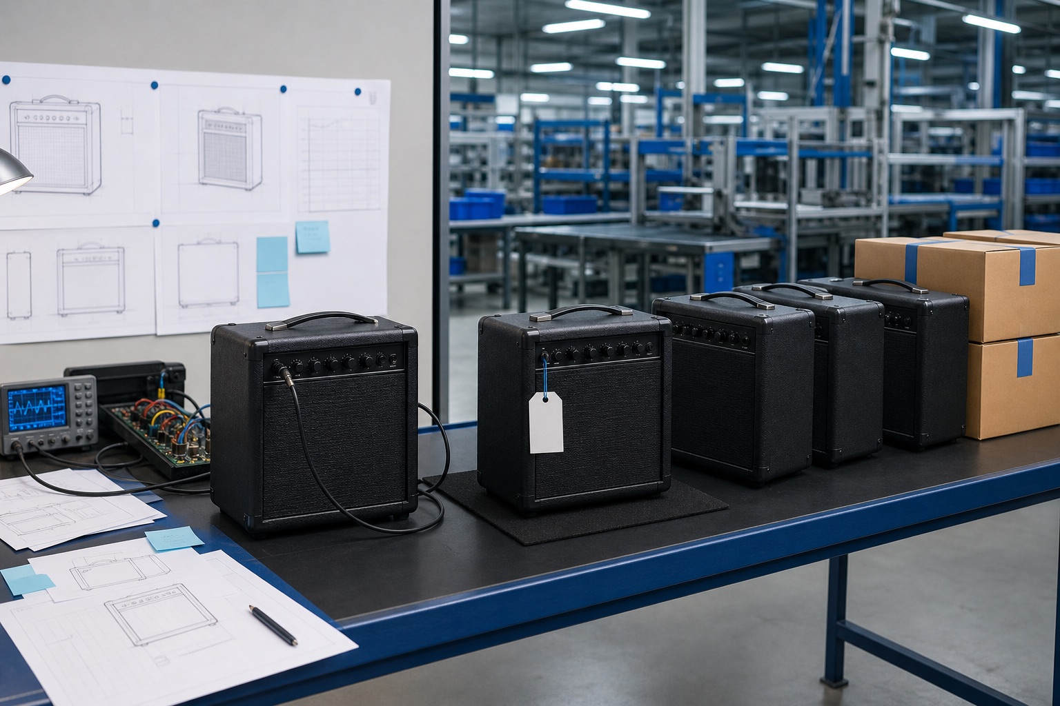 Guitar amplifier OEM process from engineering sample to pilot batch