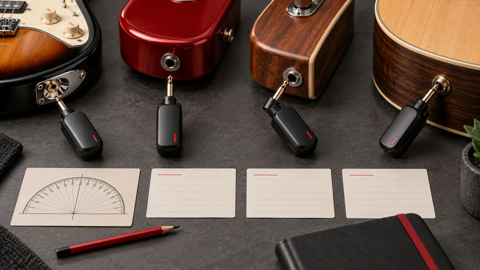 Wireless transmitter fit reviewed across several guitar output-jack positions
