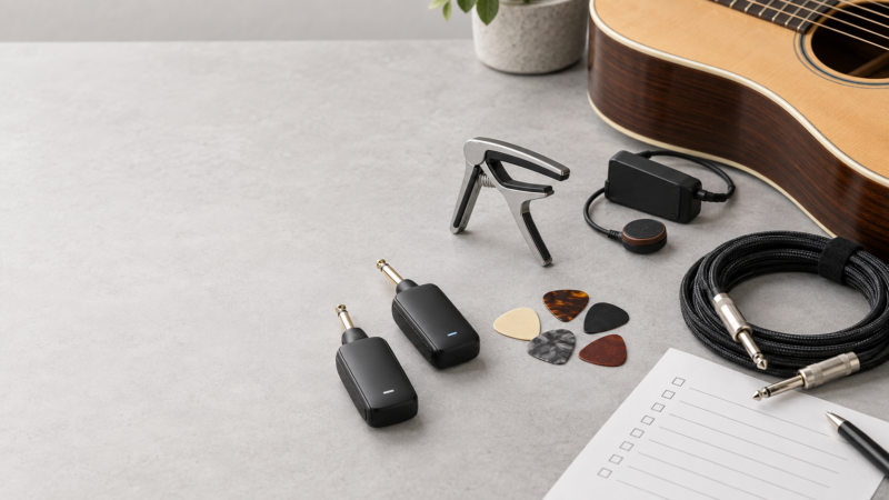 Guitar accessories prepared for wholesale sample evaluation