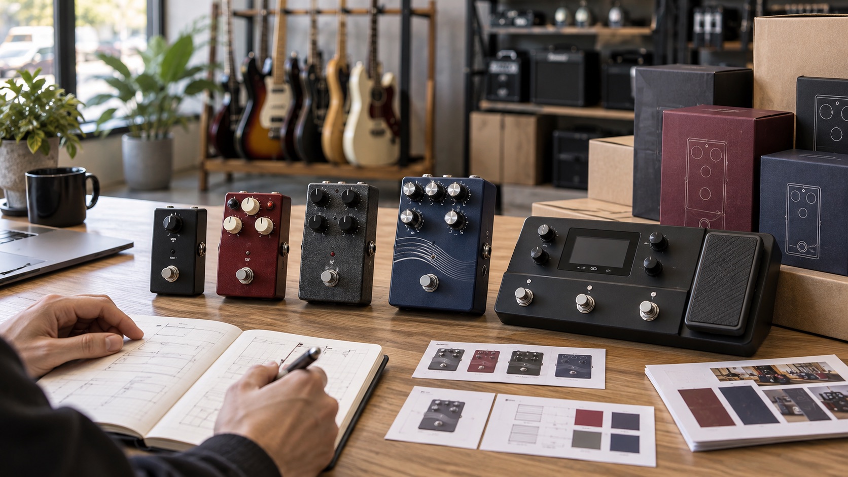 Retailer planning a balanced assortment of individual pedals and a digital multi-effects processor