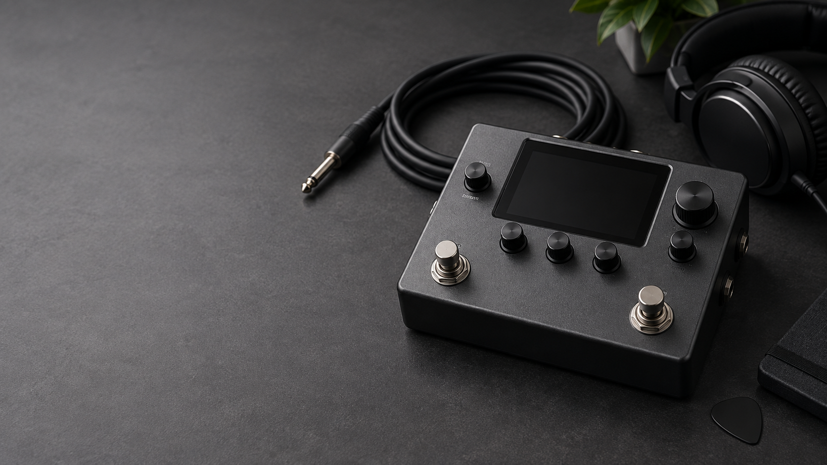 Generic multi-effects pedal arranged for product review
